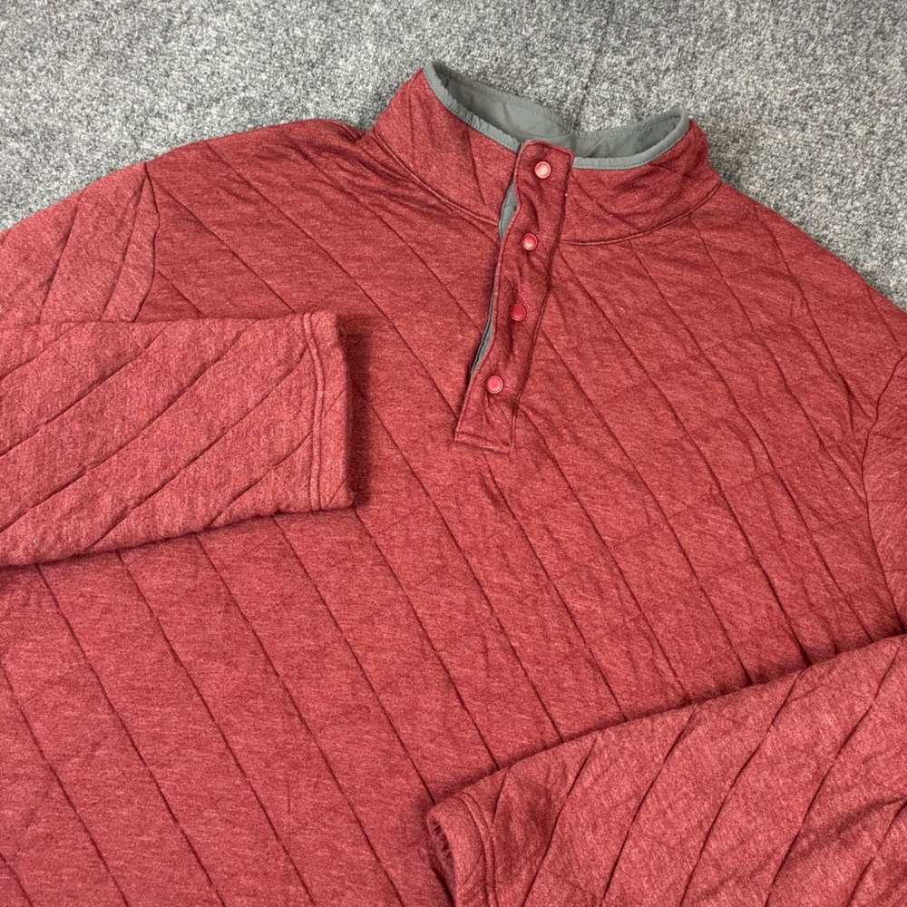 Ocean Coast Mens Size XXL Quilted Snap Mock Neck Pullover Heather Red Sweatshirt